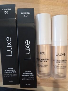 Luxe Color Changing Foundation ~02 Medium~ Lot Of 2 ~New In Box~ Exp 05-01-2029